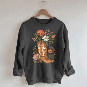 Retro Cowboy Boot Wildflower Sweatshirt