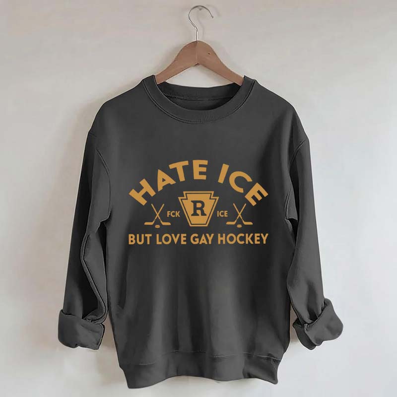 Hate ICE But Love Gay Hockey Boxy Sweatshirt