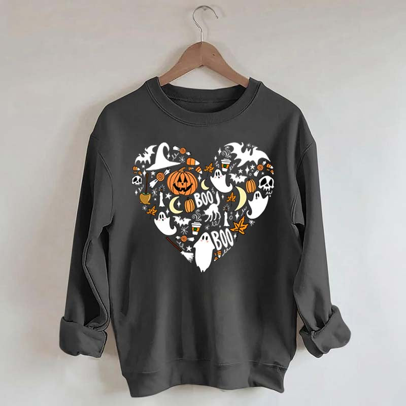 Happy Halloween Doodles Heart Sweatshirt