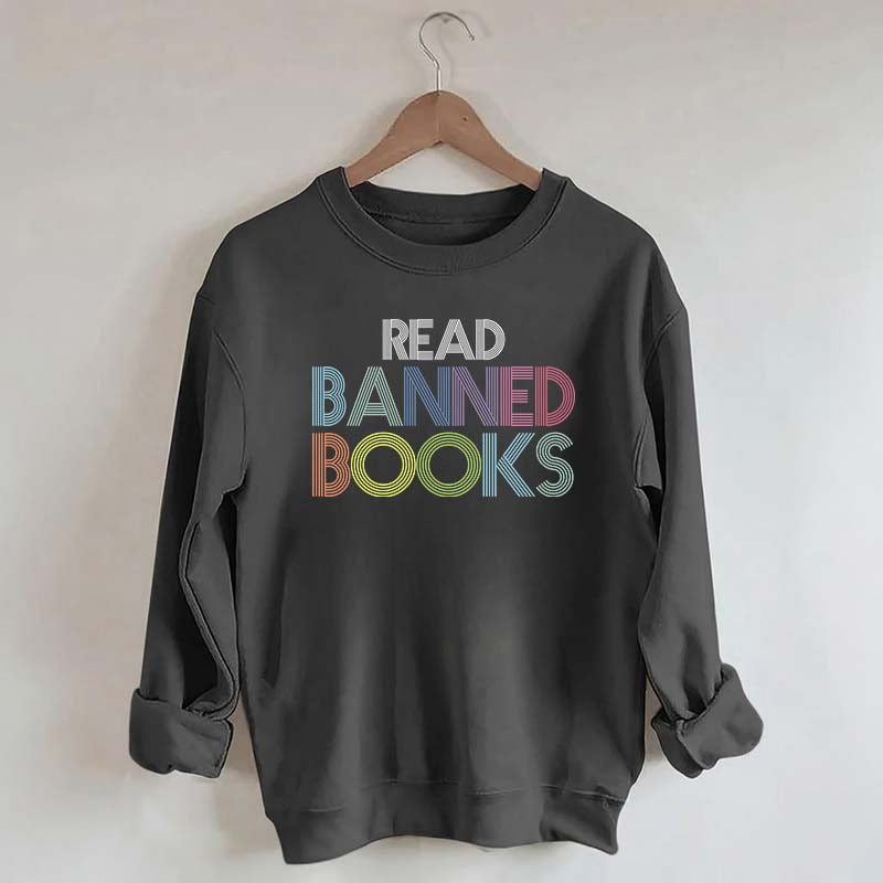 Retro Read Banned Books Rainbow Sweatshirt