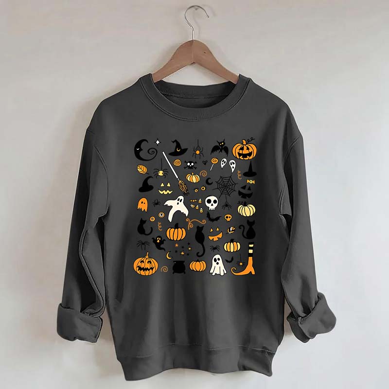 Halloween Doodles Little Things Witch Pumpkin Sweatshirt