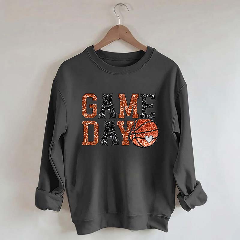 Game Day Basketball Bling Printed Sweatshirt