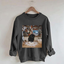Halloween Black Cat Ghost Sweatshirt