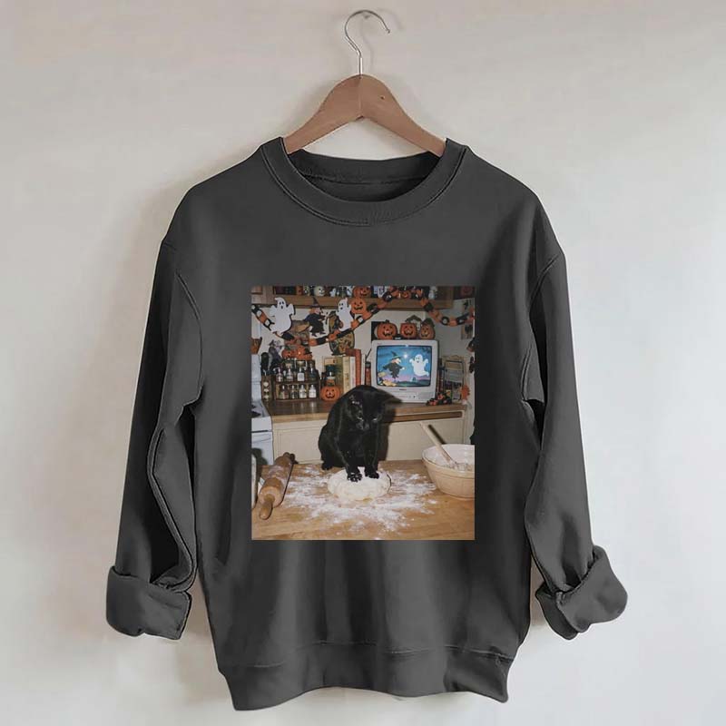 Halloween Black Cat Ghost Sweatshirt