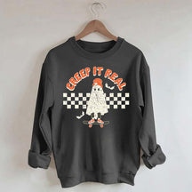 Retro Ghost Creep It Real Halloween Sweatshirt