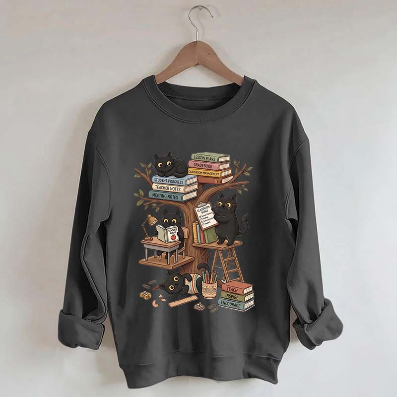 First Day Of School Black Cat Teacher Sweatshirt