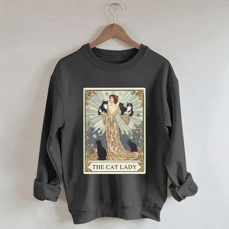 Cat Lady Tarot Card Vintage Sweatshirt