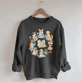 Bookworm Fiction Dog Reading Sweatshirt