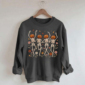Wildflower Skeleton Preppy Halloween Sweatshirt