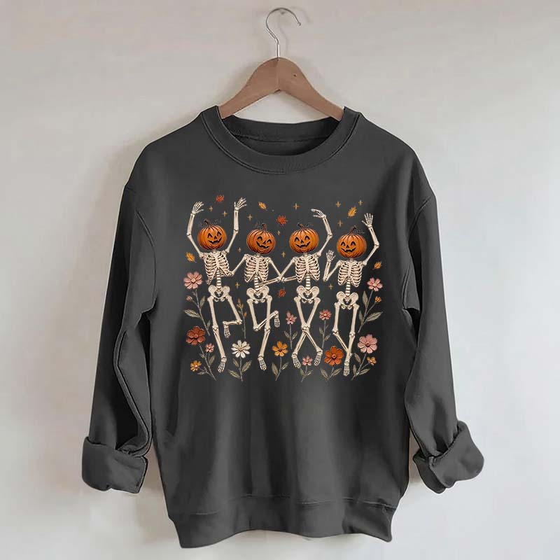 Wildflower Skeleton Preppy Halloween Sweatshirt