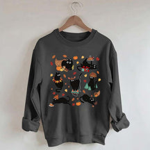 Thanksgiving Retro Black Cat Fall Sweatshirt