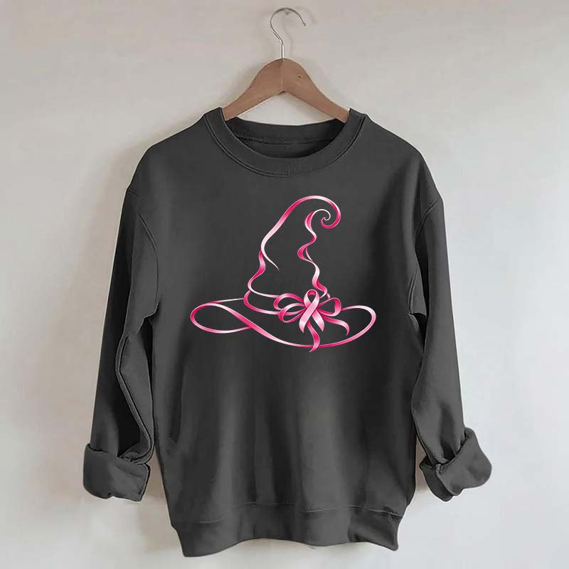 Breast Cancer Awareness Witch Hat Halloween Sweatshirt
