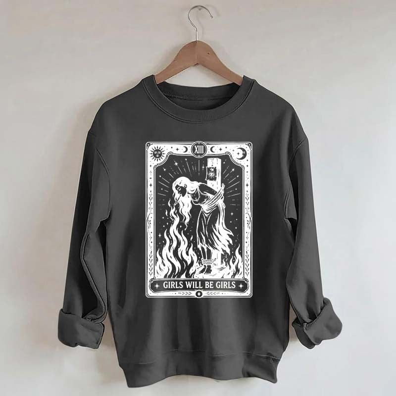 Retro Girls Will Be Girls Witch With Sigarete Sweatshirt