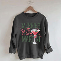 Merrier With A Martini Retro Christmas Sweatshirt