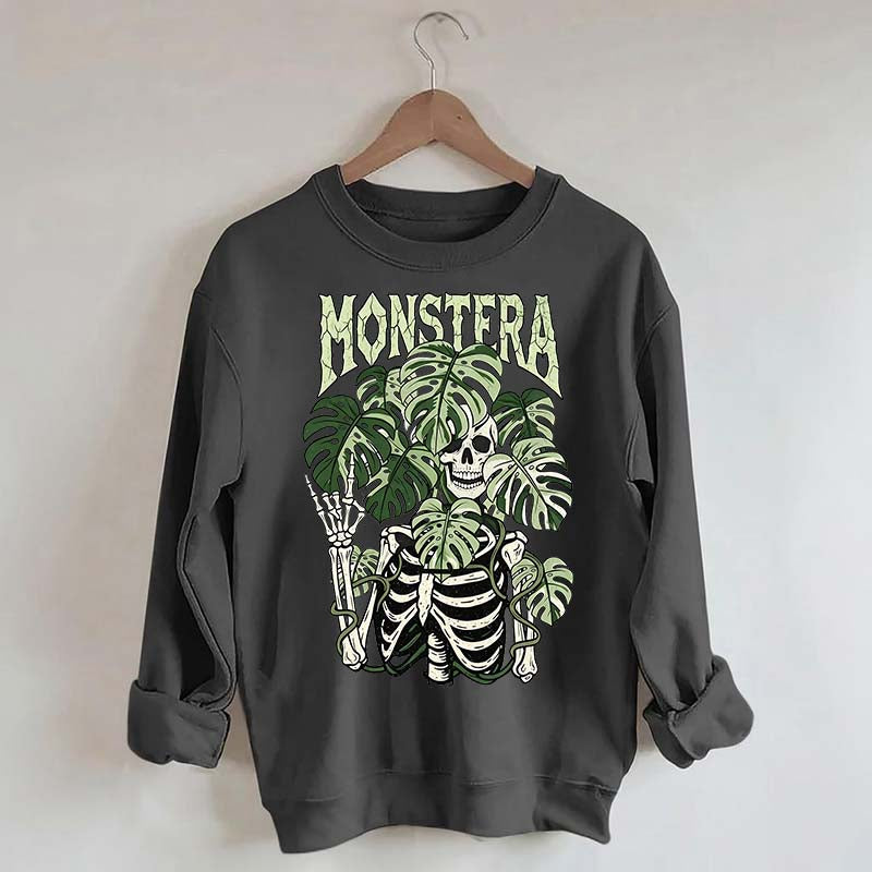 Monstera Skeleton Plant Halloween Sweatshirt