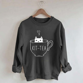 Funny Cat Tea Kitten Sweatshirt
