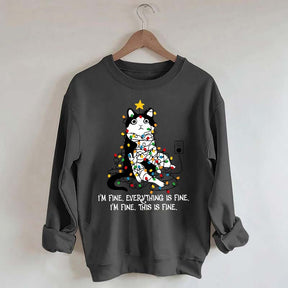 Christmas Cat Lights Sweatshirt