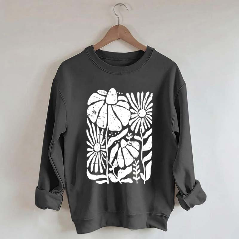 Boho Wildflowers Distressed Flowers Sweatshirt