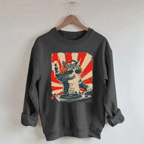 Funny Cat With Headphones Sweatshirt
