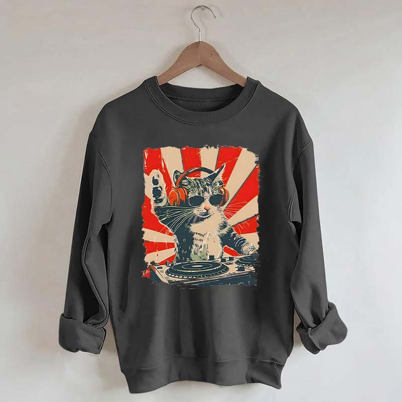 Funny Cat With Headphones Sweatshirt