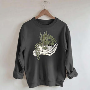 Skeleton Hand Cradling Potted Plants Sweatshirt