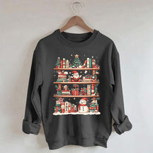 Cute Christmas Bookshelf Santa Sweatshirt