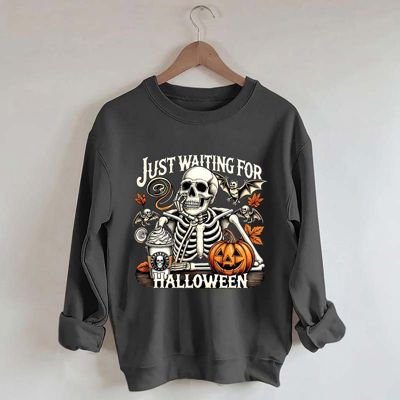 Just Waiting for Halloween Retro Halloween Sweatshirt