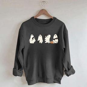 Ghost And Cat Lower Halloween Sweatshirt