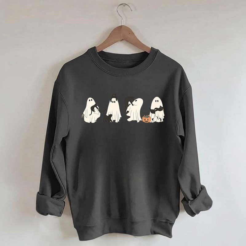 Ghost And Cat Lower Halloween Sweatshirt