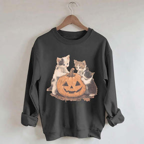 Vintage 90s Cat Halloween Pumpkin Sweatshirt