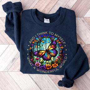 Butterfly Stained Glass Graphic Sweatshirt