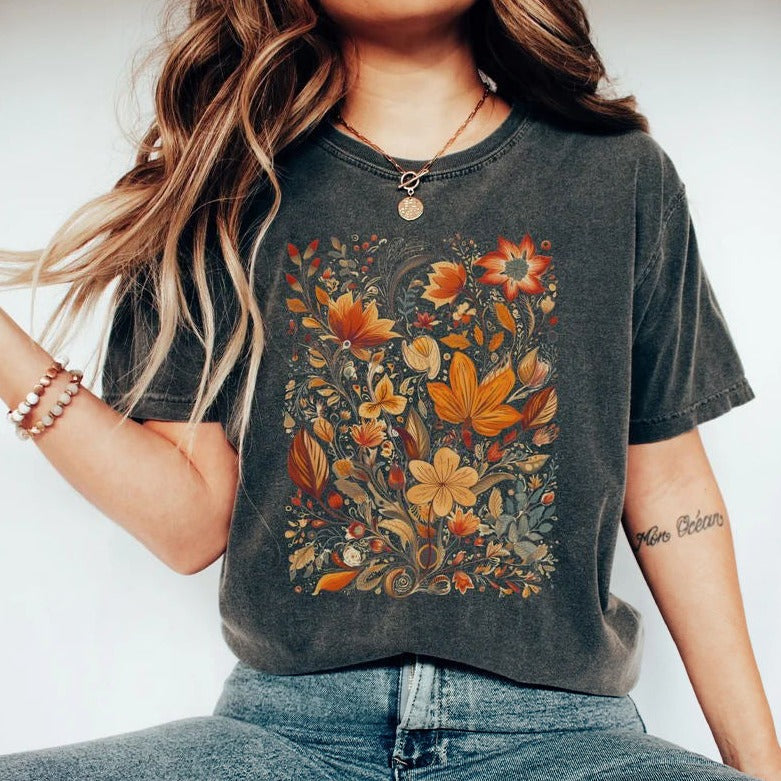 Chemise botanique de la nature florale aquarelle rustique