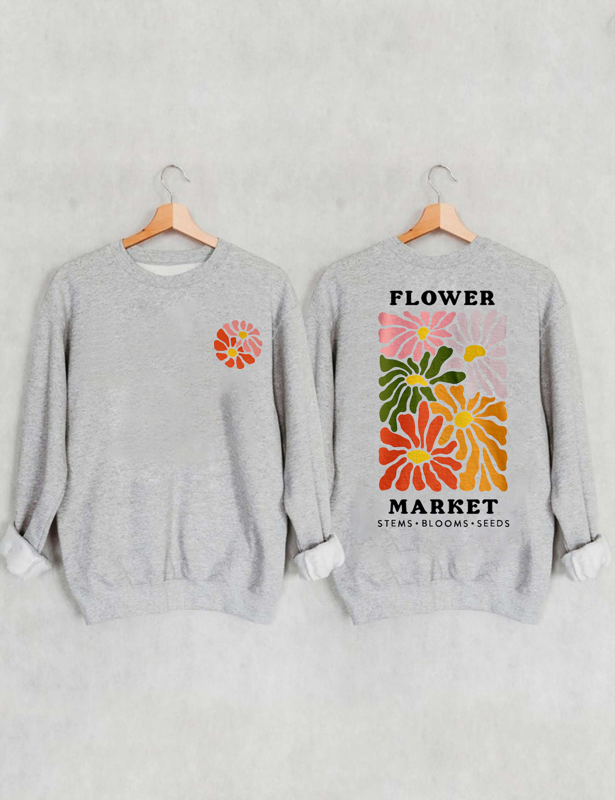 Flower Market Sweatshirt mit Bohemian-Wildblumen-Print