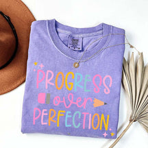 Progress Over Perfection Inspirational Teacher T-Shirt