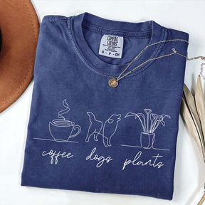 Coffee Dog Plants Line T-Shirt