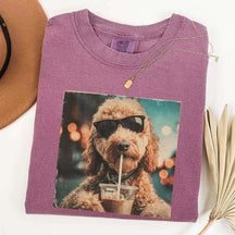 Cute Goldendoodle Drinking Iced Coffee T-Shirt