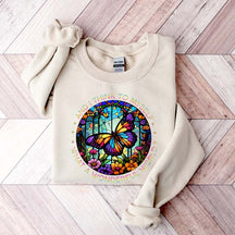 Butterfly Stained Glass Graphic Sweatshirt