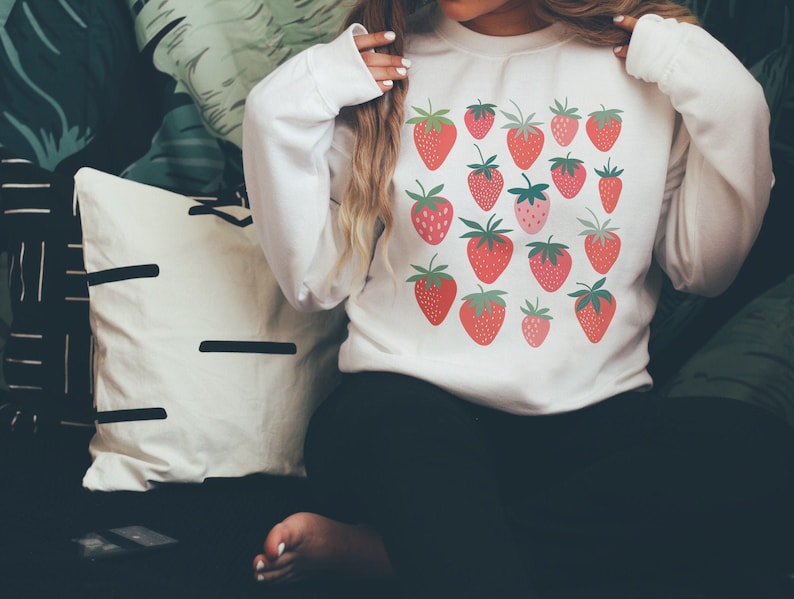 Erdbeer-Crewneck-Kawaii-Sweatshirt 