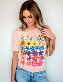 Fleurs Pressées Tshirt Boho Fleurs Sauvages