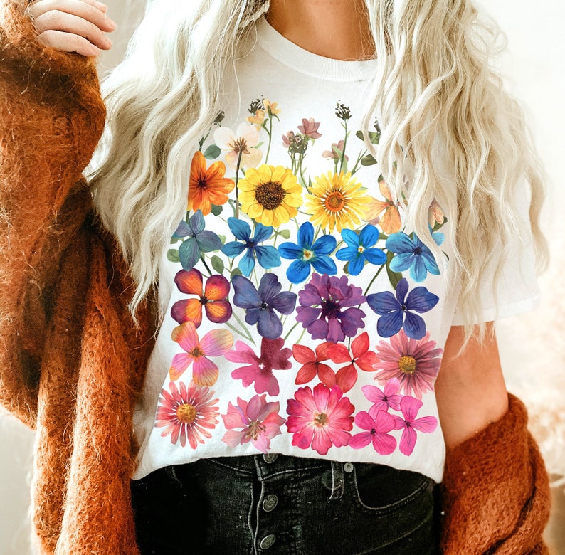Fleurs Pressées Tshirt Boho Fleurs Sauvages