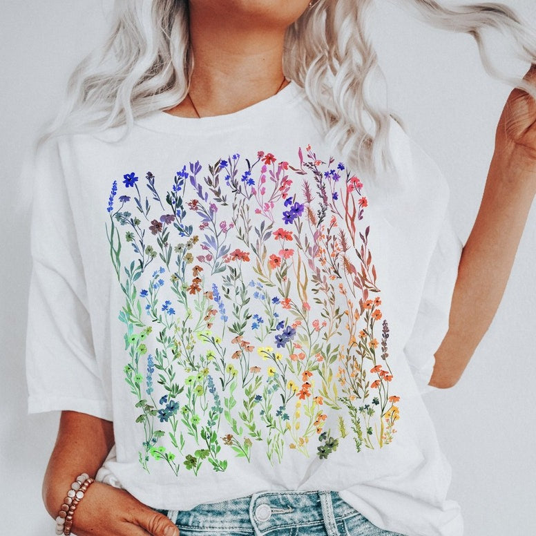 Boho-Wildblumen-Pastell-Blumen-Natur-Shirt