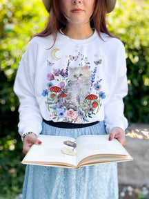 Pull de chat Vintage Cottagecore Floral Esthétique Sweatshirt