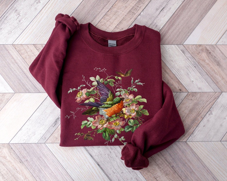 Sweat-shirt esthétique floral vintage