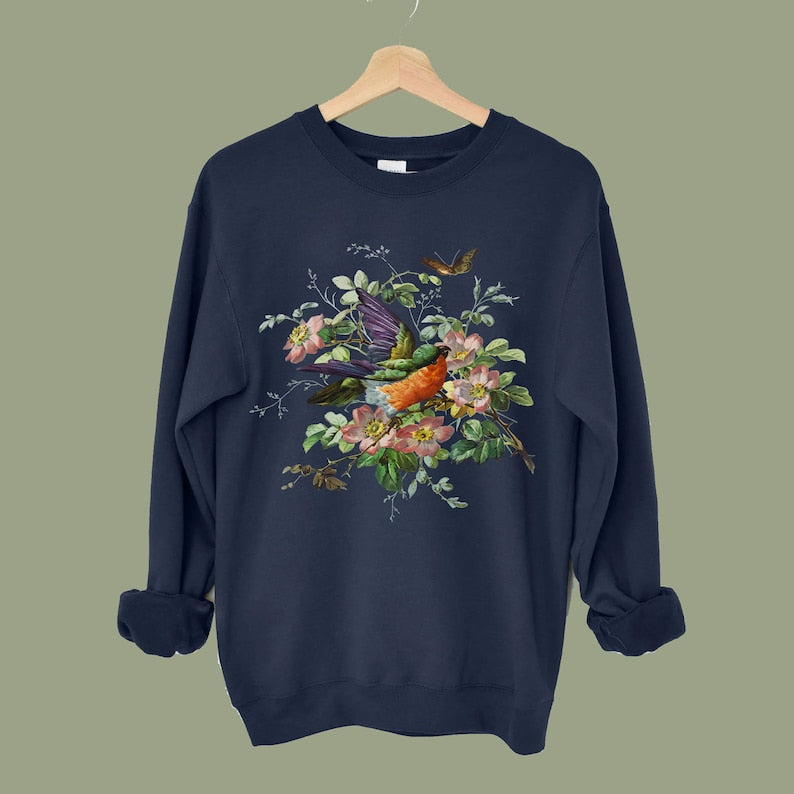 Sweat-shirt esthétique floral vintage