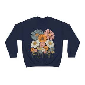 Sweatshirt rétro à fleurs marguerites