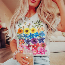Fleurs Pressées Tshirt Boho Fleurs Sauvages