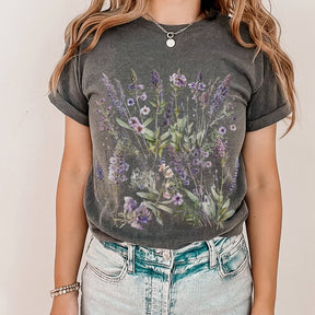 Lavender Shirt Boho Wildflowers Shirt