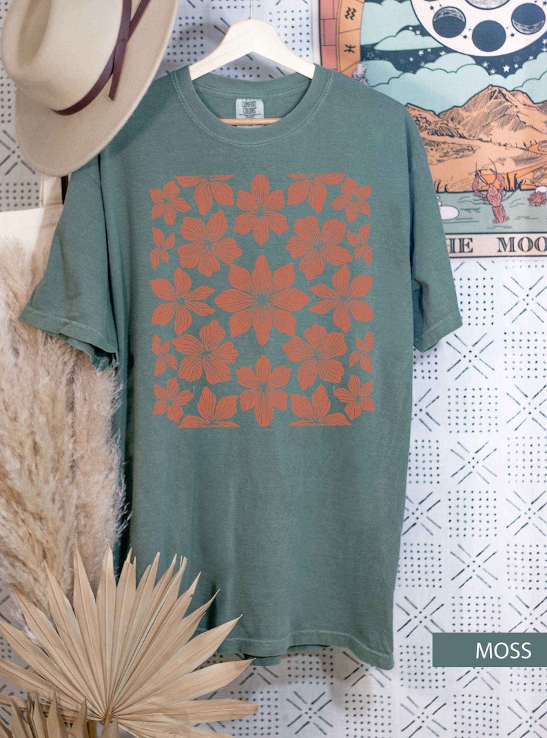 Boho Botanisches Blumen Übergroßes T-Shirt