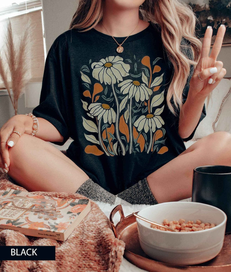 WildFlower Daisy Tshirt Chemise Fleur Rétro