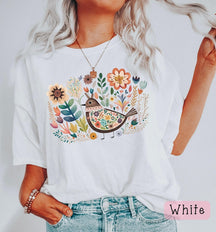 Chemise oiseau et fleurs Boho Folk Art Bird Shirt